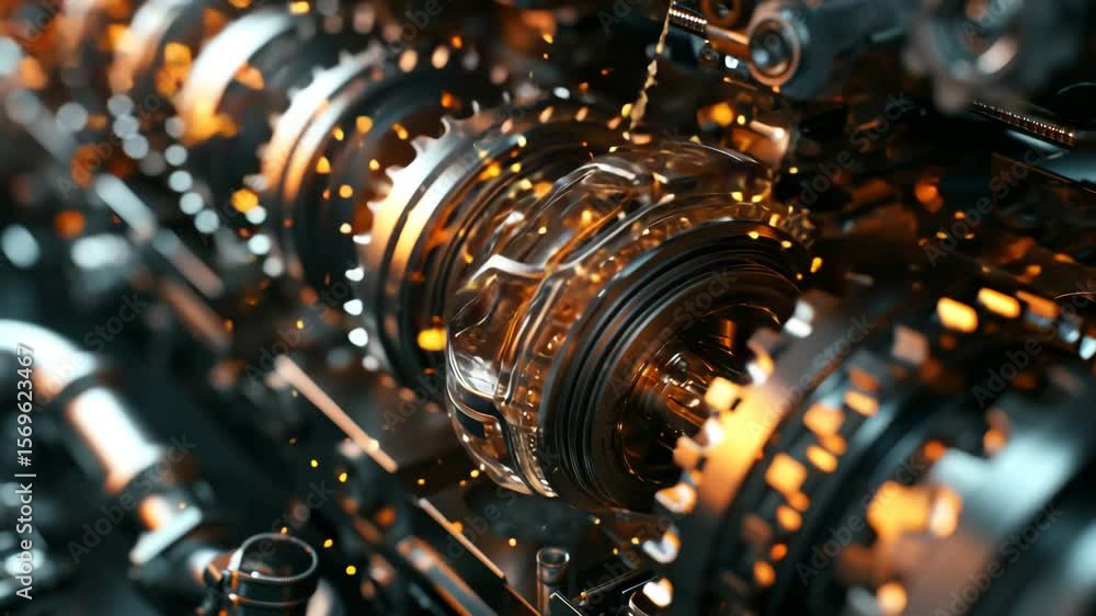 Aufkleber engine components in action showing intricate machinery and motion captured during a manufacturing p