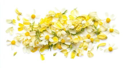 Scattered flower petals,  yellow and white