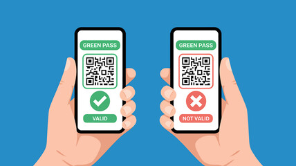 Digital Illustration Valid vs. Invalid QR Code Passes on Smartphones