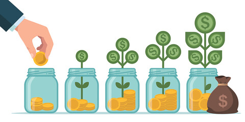 Grow Your Money A Flat-Design Illustration of Investment Growth