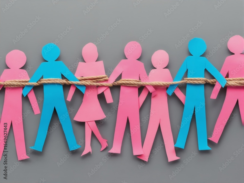 Fototapete colorful paper figures representing unity and diversity showcasing connection and collaboration