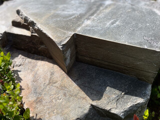 Stone in forest sharp line