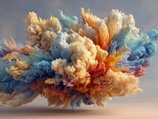 Electric rainbow explosion of ink and smoke in chaotic abstract harmony