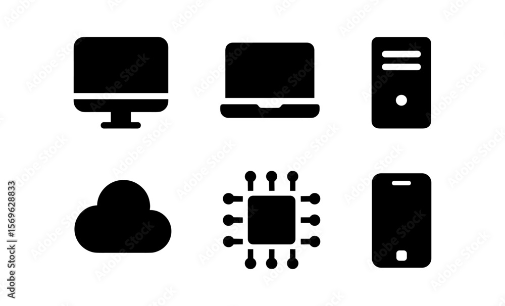 Poster digital devices and cloud technology icons for modern connectivity and computing