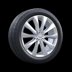 Obraz premium Sleek alloy wheel rim with single tire showcases modern design and craftsmanship, perfect for enhancing vehicle aesthetics and performance