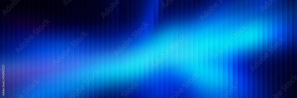 Poster blue gradient ribbed abstract background with soft neon glow and prism distortion. light blur effect