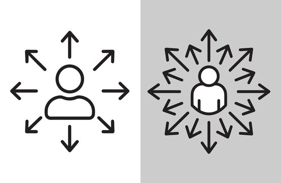 Versatile Man Multifaceted Talent and Skill Set with Arrows Direction and Ability to Influence and Adapt to the Environment