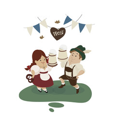 Oktoberfest dancing coulpe happy playful smiling in color