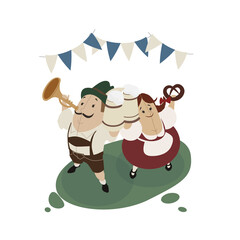 Oktoberfest  Bavarian coulpe happy smiling welcoming playful  invite to join
