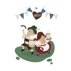 Oktoberfest  Bavarian coulpe happy smiling welcoming playful  invite to join