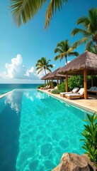 Opulent resort amenities, turquoise water, private cabanas, calm, paradise, vacation