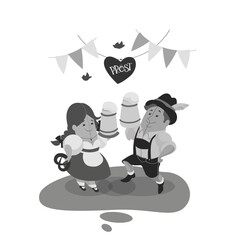 Cartoon bavarian who welcoming celebrate Oktoberfest