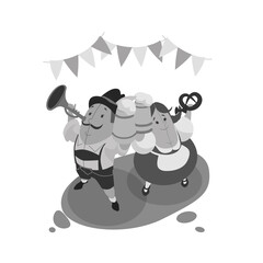 Oktoberfest  Bavarian coulpe happy smiling welcoming playful  invite to join
