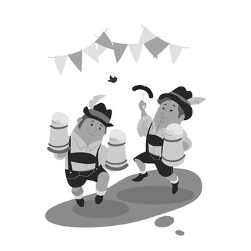 Cartoon bavarian who welcoming celebrate Oktoberfest