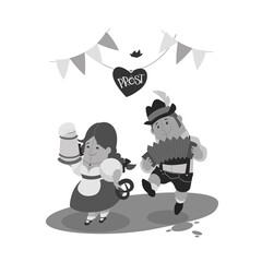cartoon chibi character celebrate Oktoberfest events
