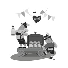 Cartoon bavarian who welcoming celebrate Oktoberfest