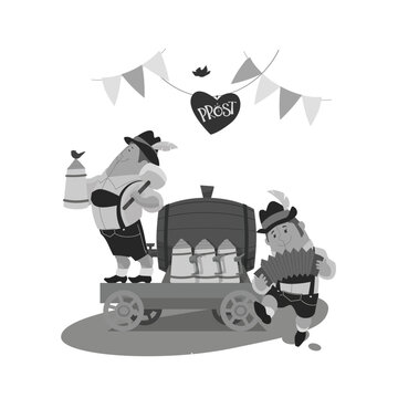 Cartoon bavarian who welcoming celebrate Oktoberfest
