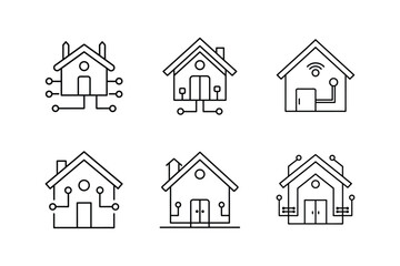 smart home layout line art vector illustration