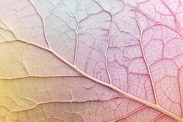 Fototapeta premium Colorful Macro Close-Up of Leaf Veins Highlighting Nature Intricate Patterns.