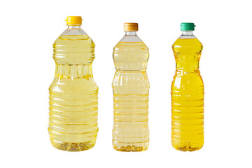 Oil, Vegetable oil, olibe oil, Clear plastic bottle filled with golden cooking oil isolated on...