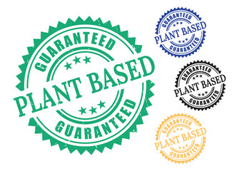 Plant Based Food Packaging Labels, Vegan Product Stamp Vector