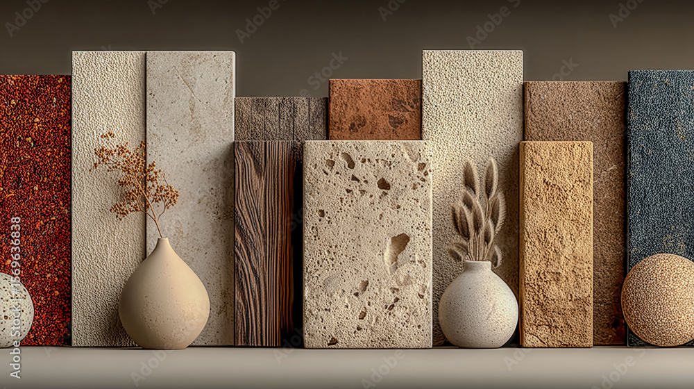 Poster a collection of vases and vases with different shapes and sizes are displayed on a shelf. the vases 