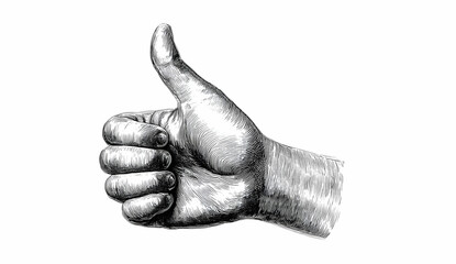 A detailed sketch of a hand giving a thumbs-up, symbolizing approval, satisfaction, or positivity in various contexts.