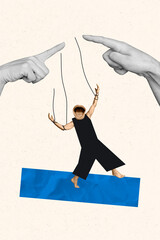 Collage design composite trend artwork sketch of gesture body language showing finger symbol finger...