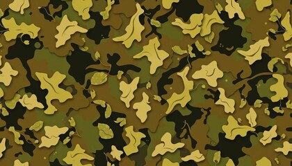 Fototapeta premium Seamless camouflage pattern featuring organic shapes in earth tones, army, hunting