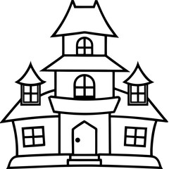Minimal Haunted House Line Art