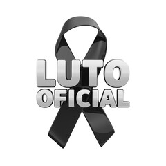 Black Ribbon and Rose with LUTO OFICIAL Sign for Mourning Tribute 3D LOGO