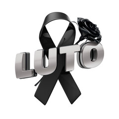 Black Ribbon and Rose with LUTO Sign for Mourning Tribute
