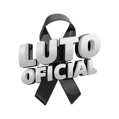 Black Ribbon and Rose with LUTO OFICIAL Sign for Mourning Tribute 3D LOGO
