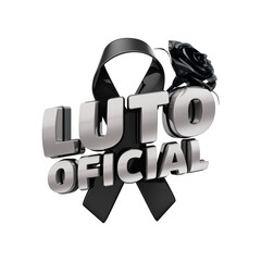 Black Ribbon and Rose with LUTO OFICIAL Sign for Mourning Tribute 3D LOGO