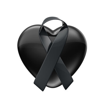 Black Ribbon and Heart with LUTO Sign for Mourning Tribute