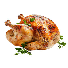 Golden Brown Roasted Chicken Garnished with Fresh Herbs and Perfectly Cooked for a Delicious Meal Experience transparent background