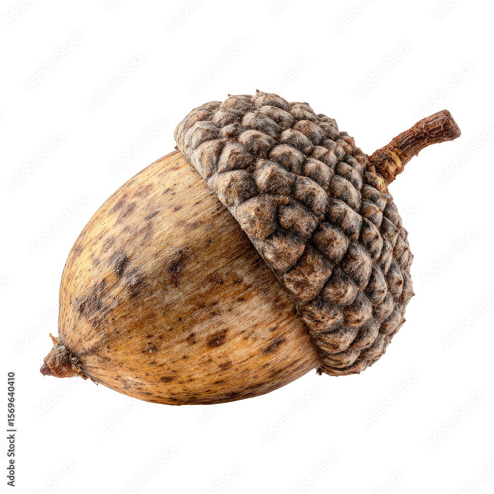 Poster detailed acorn close up isolated on transparent background