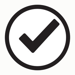 Monochromatic Graphic Depiction of a Black Check Mark in a Circle Suggesting Completion or Approval