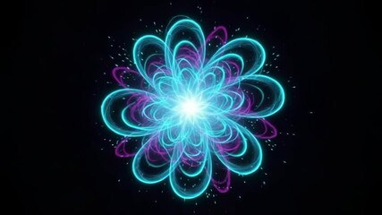 Vibrant circular abstract design with blue and purple glowing patterns   - Powered by Adobe