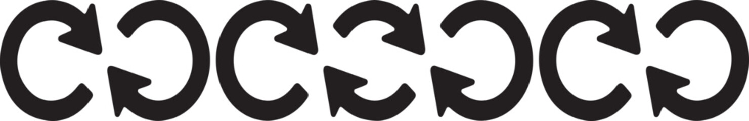 Fototapeta premium Black curved arrows repeating in a pattern white