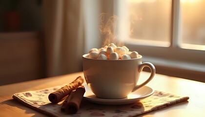 Cozy Hot Chocolate with Marshmallows and Cinnamon