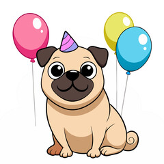 dog with balloons