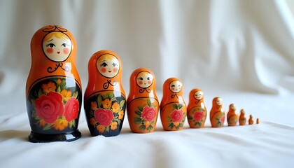 Set of Colorful Russian Matryoshka Dolls