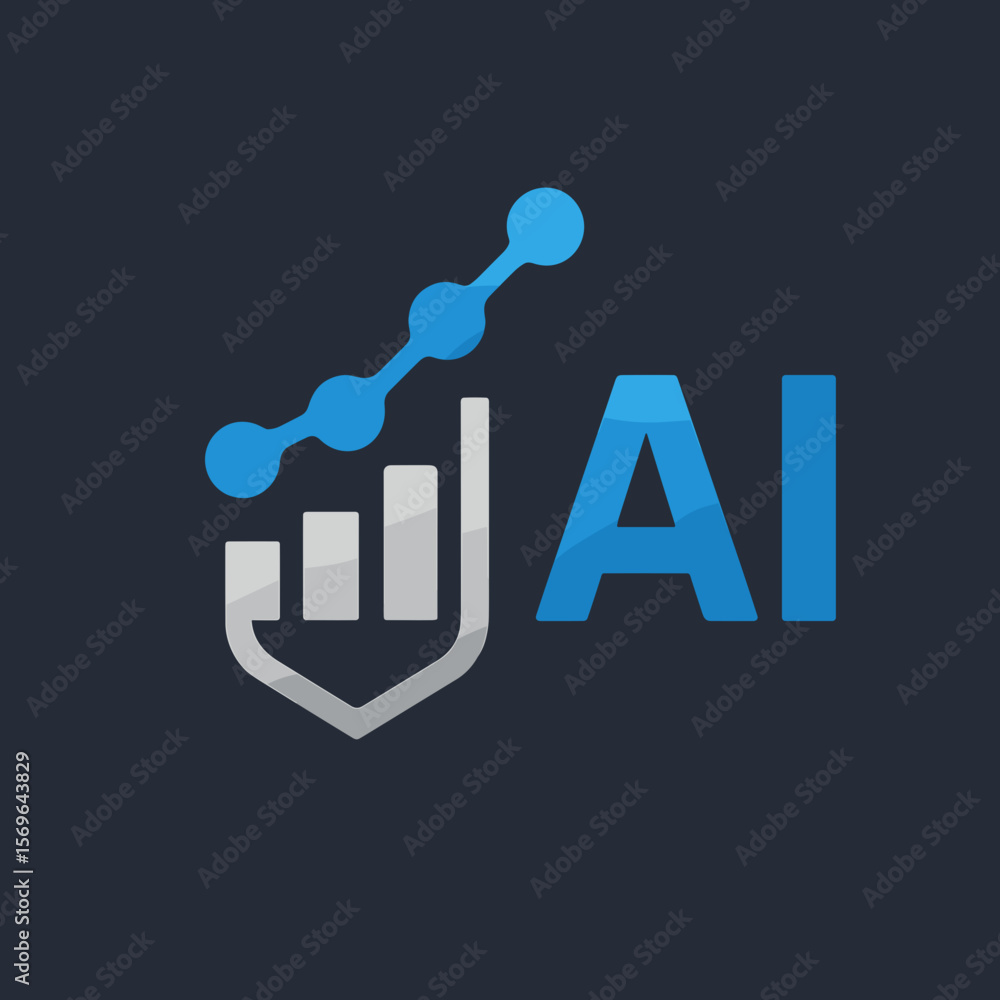 Poster modern abstract artificial intelligence graph shield icon symbol for business