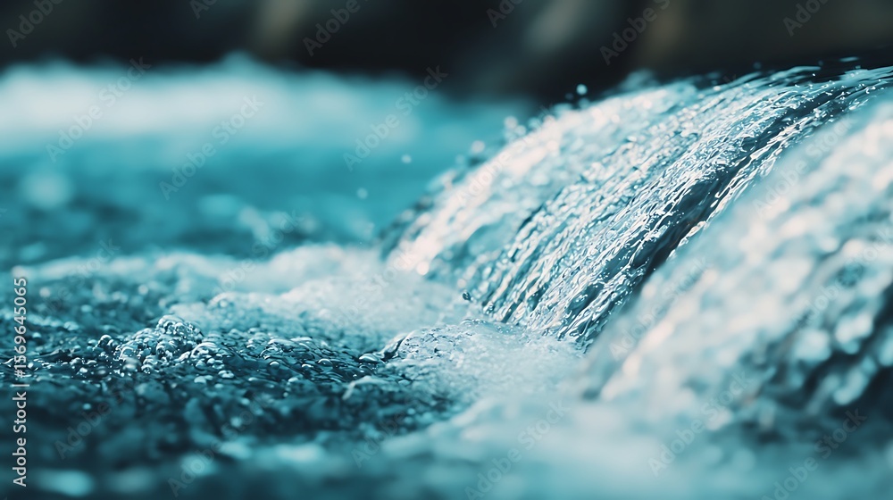 Poster clear water flows rapidly over small rocks, creating a refreshing and dynamic natural scene.
