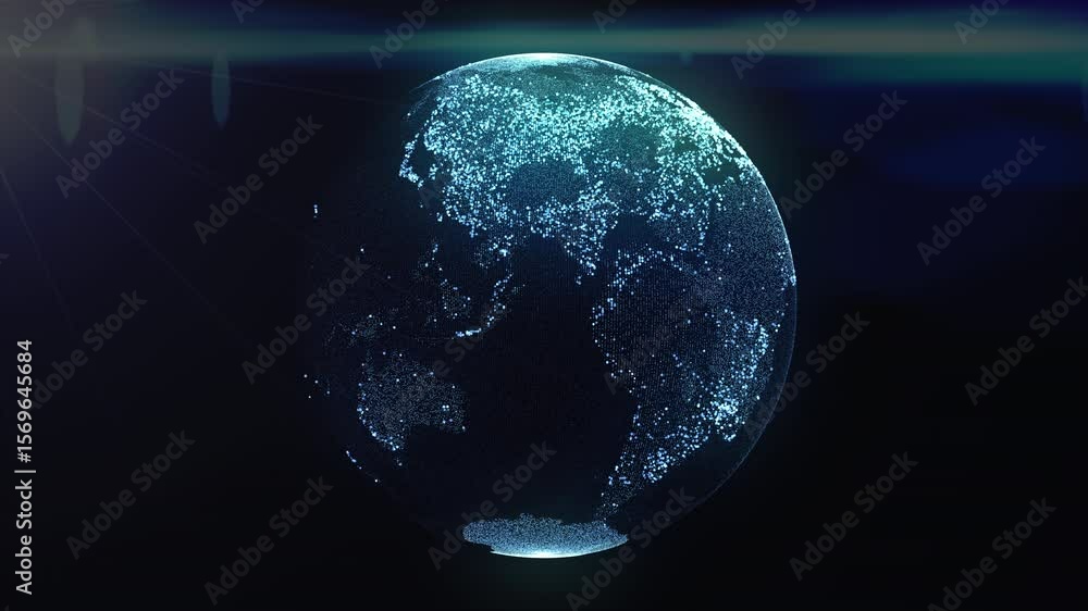 Poster planet earth made of particles. computer generated 3d render