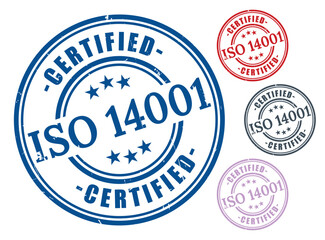 Eco Management System Labels, ISO 14001 Guarantee Stamp Vector