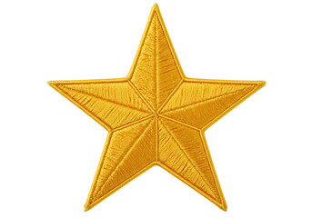 Obraz premium A golden star embroidered patch isolated on transparent background shines brightly, representing achievement and quality