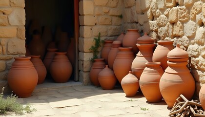 Collection of Terracotta Pots Outdoors