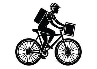 Delivery Person on Bicycle Silhouette